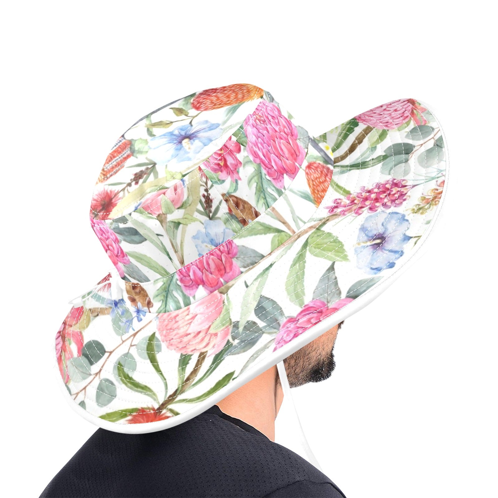 Australian Flowers - Wide Brim Bucket Hat Wide Brim Bucket Hat Plants Printed Offshore