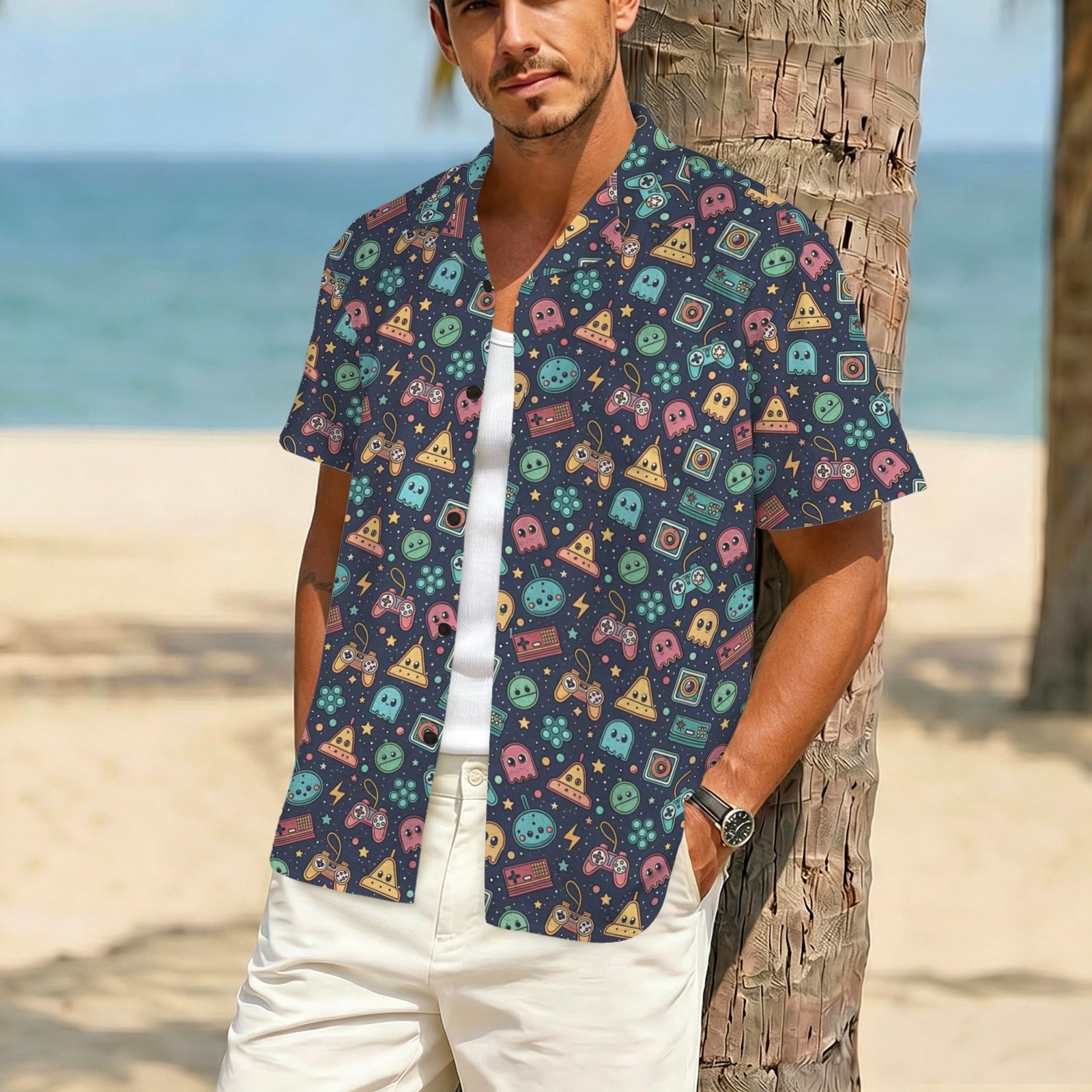 Video Game Men's Crinkle Hawaiian Shirt