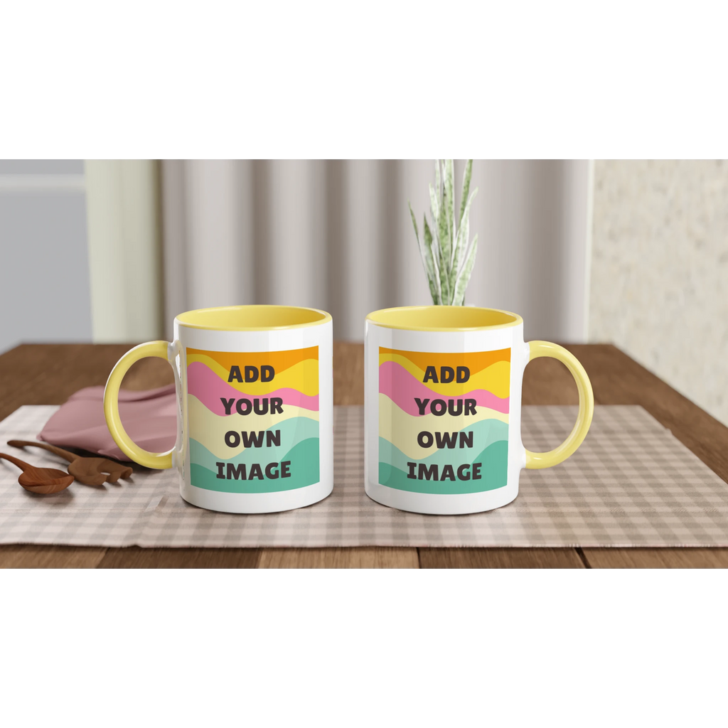 Personalised - Add Your Own Image - White 11oz Ceramic Mug with Colour Inside Personalised 11oz Mug Customise Globally Fulfilled Personalise