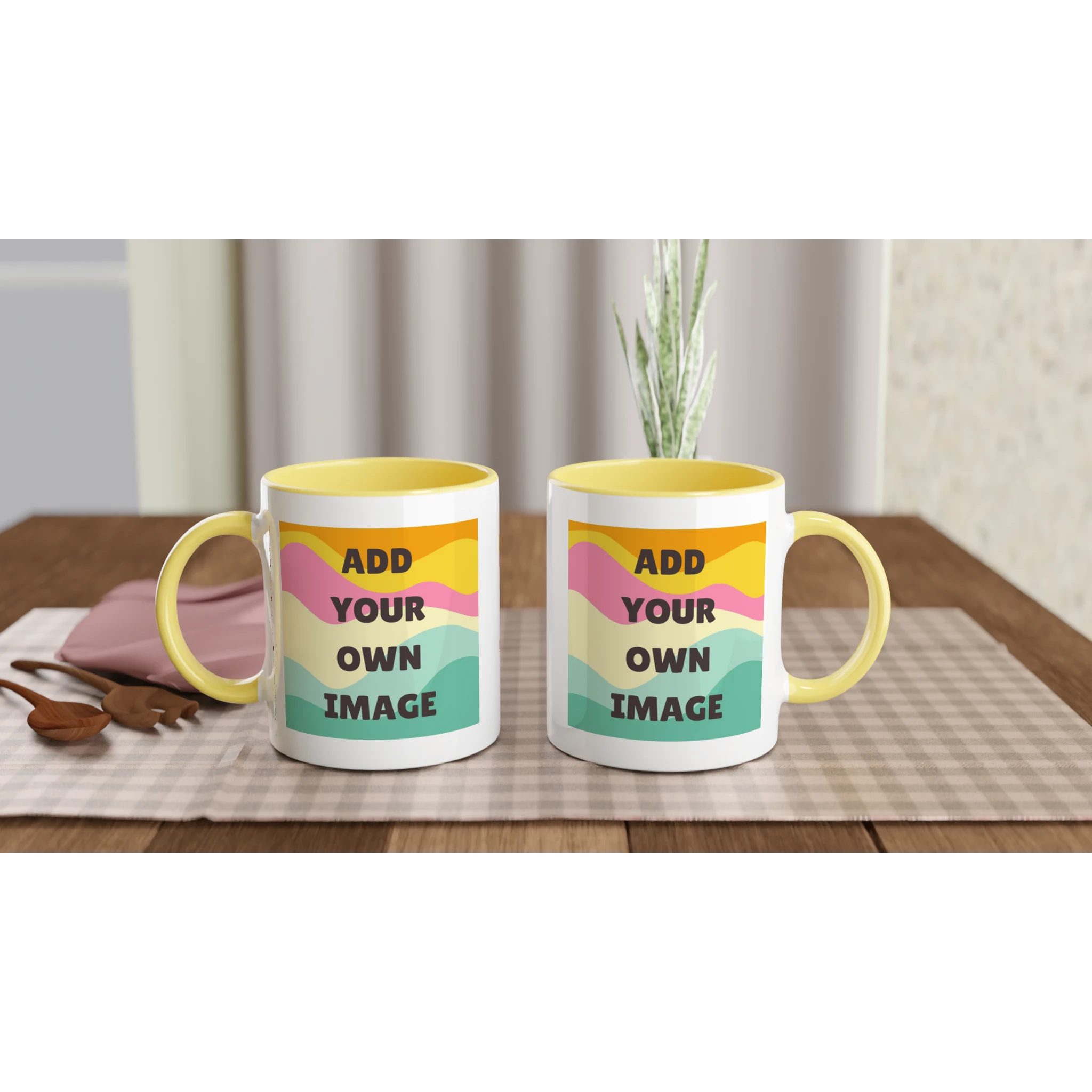 Personalised - Add Your Own Image - White 11oz Ceramic Mug with Colour Inside Personalised 11oz Mug Customise Globally Fulfilled Personalise