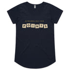 Scrabbling For Points - Womens Scoop Neck T-Shirt Navy Womens Scoop Neck T-shirt Games Printed In Australia