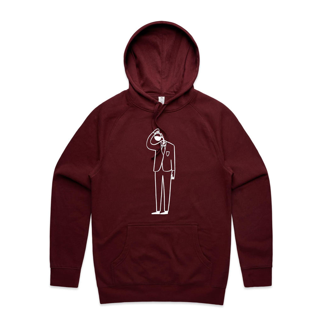 Coffee Brain - Mens Hoodie Burgundy Mens Hoodie Coffee Printed In Australia
