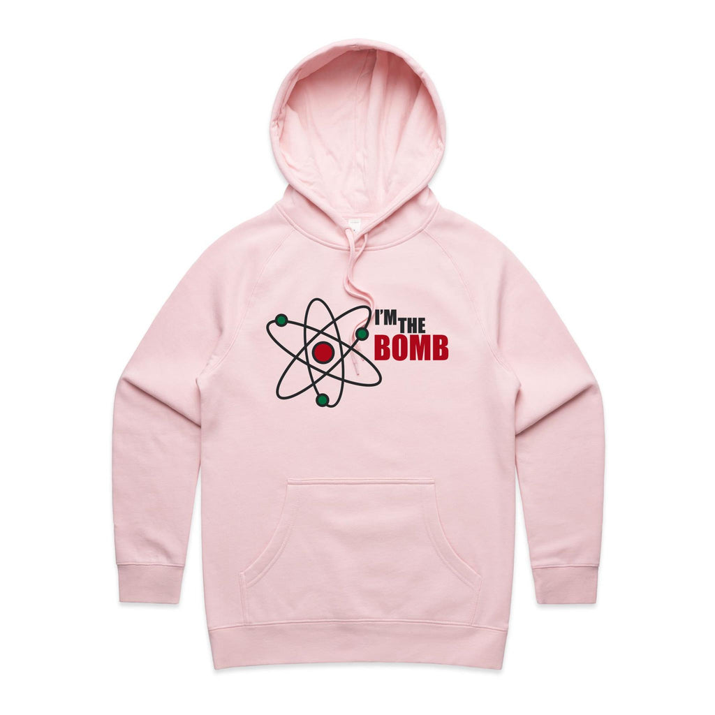 Atom, I'm The Bomb - Womens Hoodie Pink Womens Hoodie Printed In Australia Science