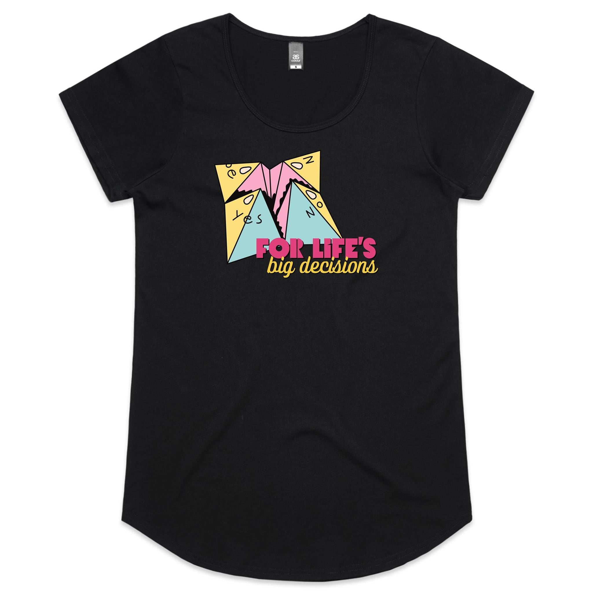 For Life's Big Decisions, Fortune Teller - Womens Scoop Neck T-Shirt Black Womens Scoop Neck T-shirt Games Printed In Australia