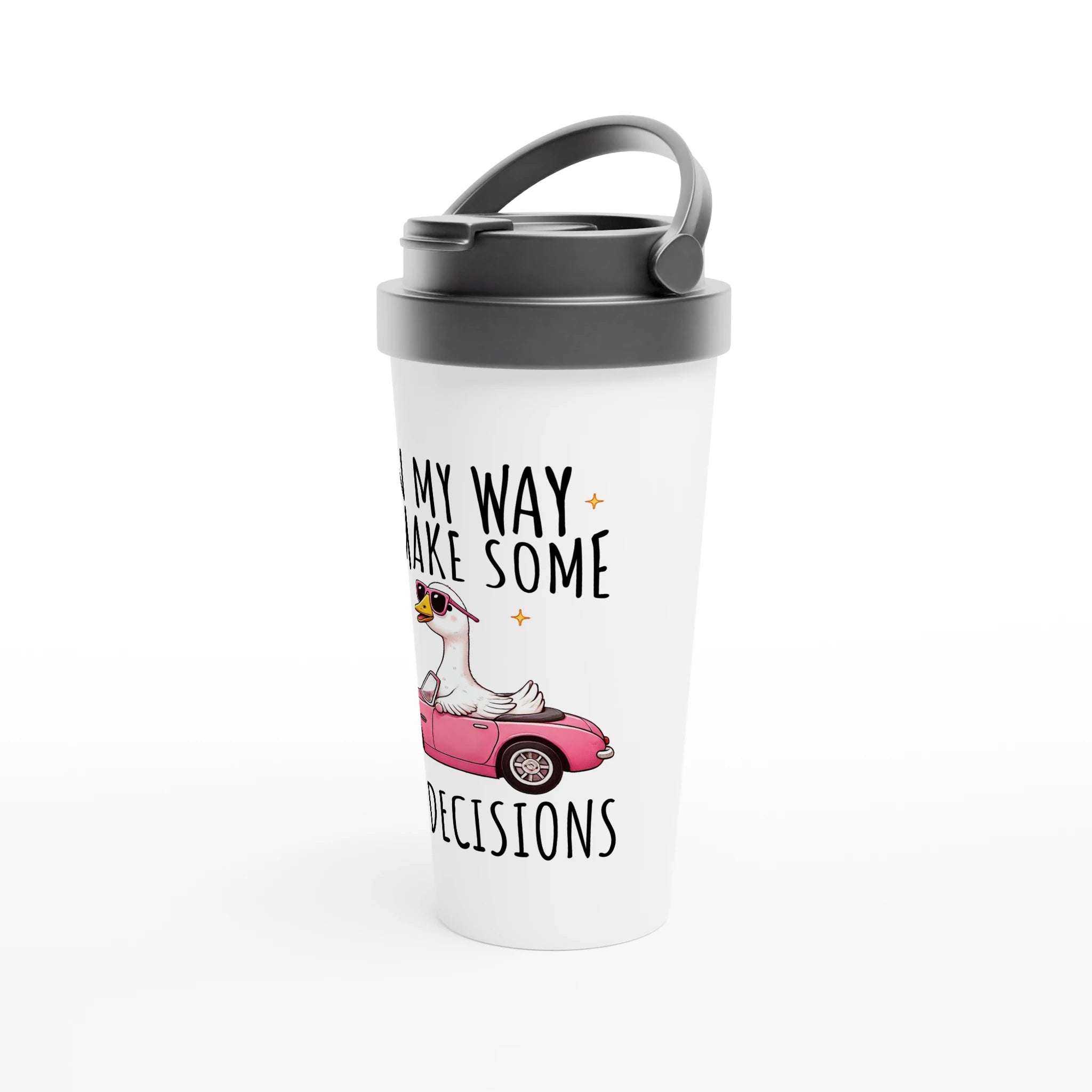 On My Way To Make Some Bad Decisions - White 15oz Stainless Steel Travel Mug Travel Mug animal Globally Fulfilled