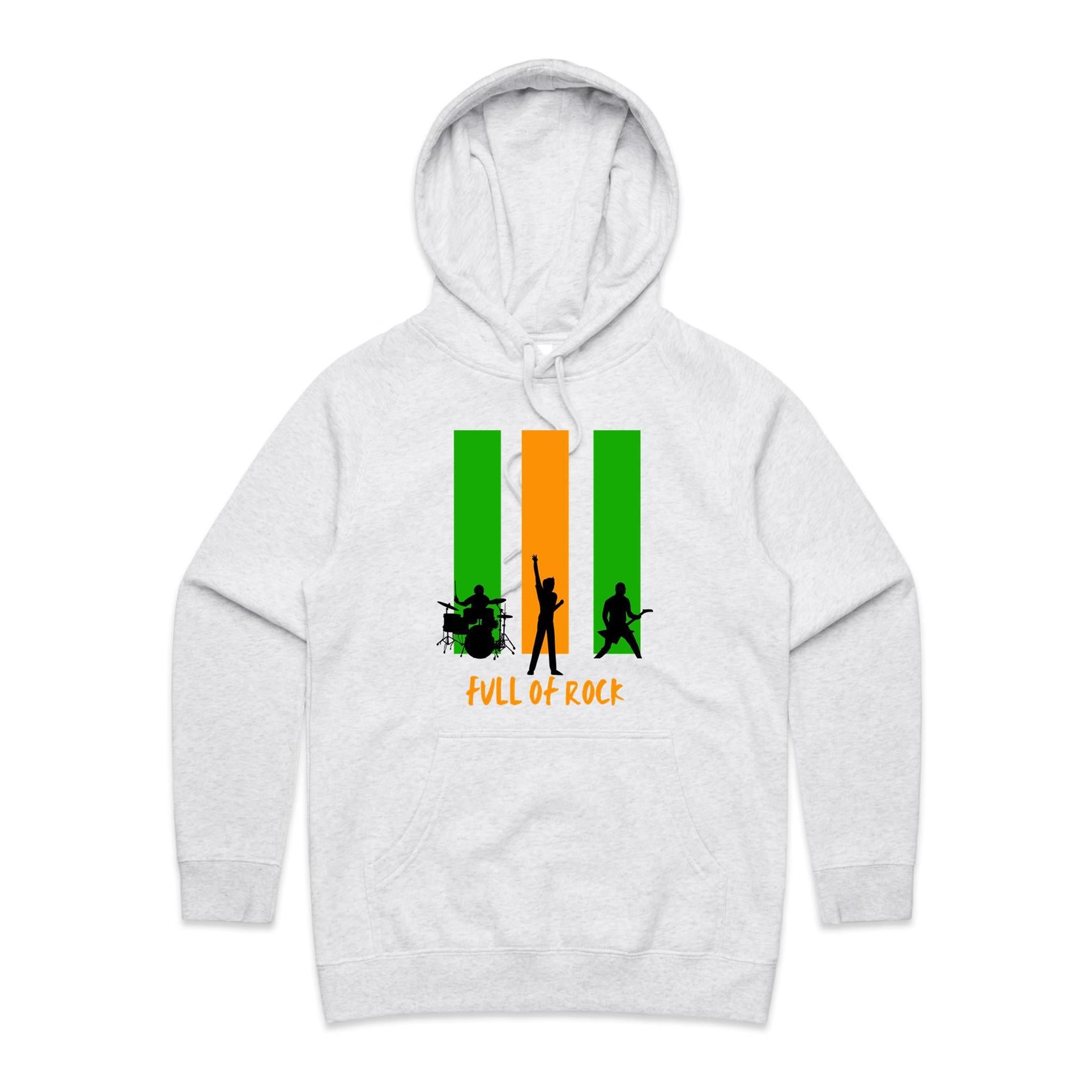 Full Of Rock - Womens Hoodie White Marle Womens Hoodie Music Printed In Australia