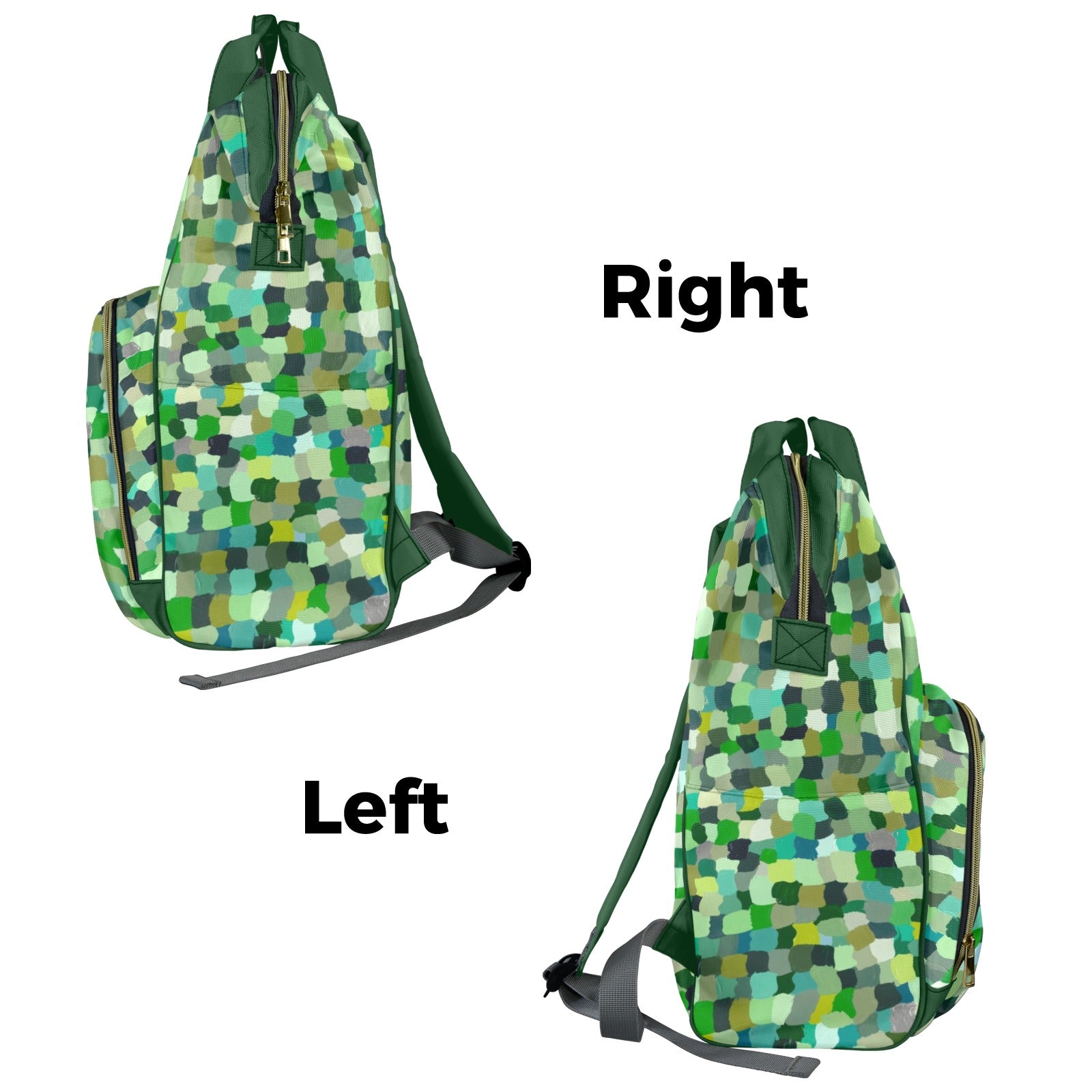 Green Paint Dabs - Multi-Function Backpack, Nappy / Diaper Bag