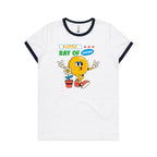A Little Ray Of Sunshine - Women's Ringer Tee White Navy Womens Ringer T-shirt Printed In Australia Summer