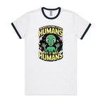 Alien, I'm Not Saying It Was Humans - Staple Ringer Tee White Navy Ringer T-Shirt Printed In Australia Sci Fi