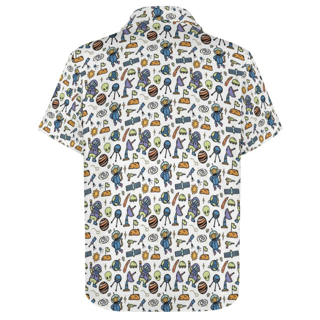 All About Space Women's Short-Sleeve Button Up Shirt Women's Short-Sleeve Button Up Shirt Printed Offshore Space