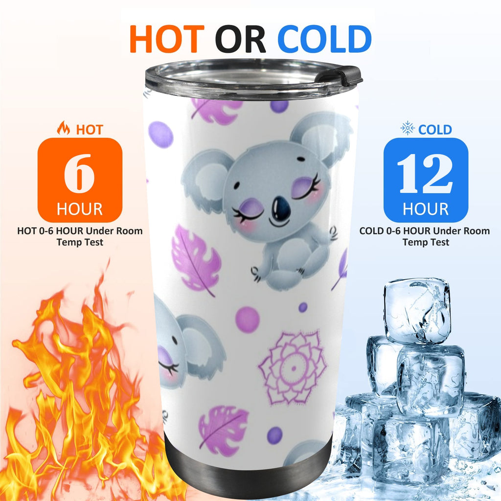 Zen Koala 20oz Mobile Tumbler with Lid (Black Lock) 20oz Travel Mug animal Australia Printed Offshore