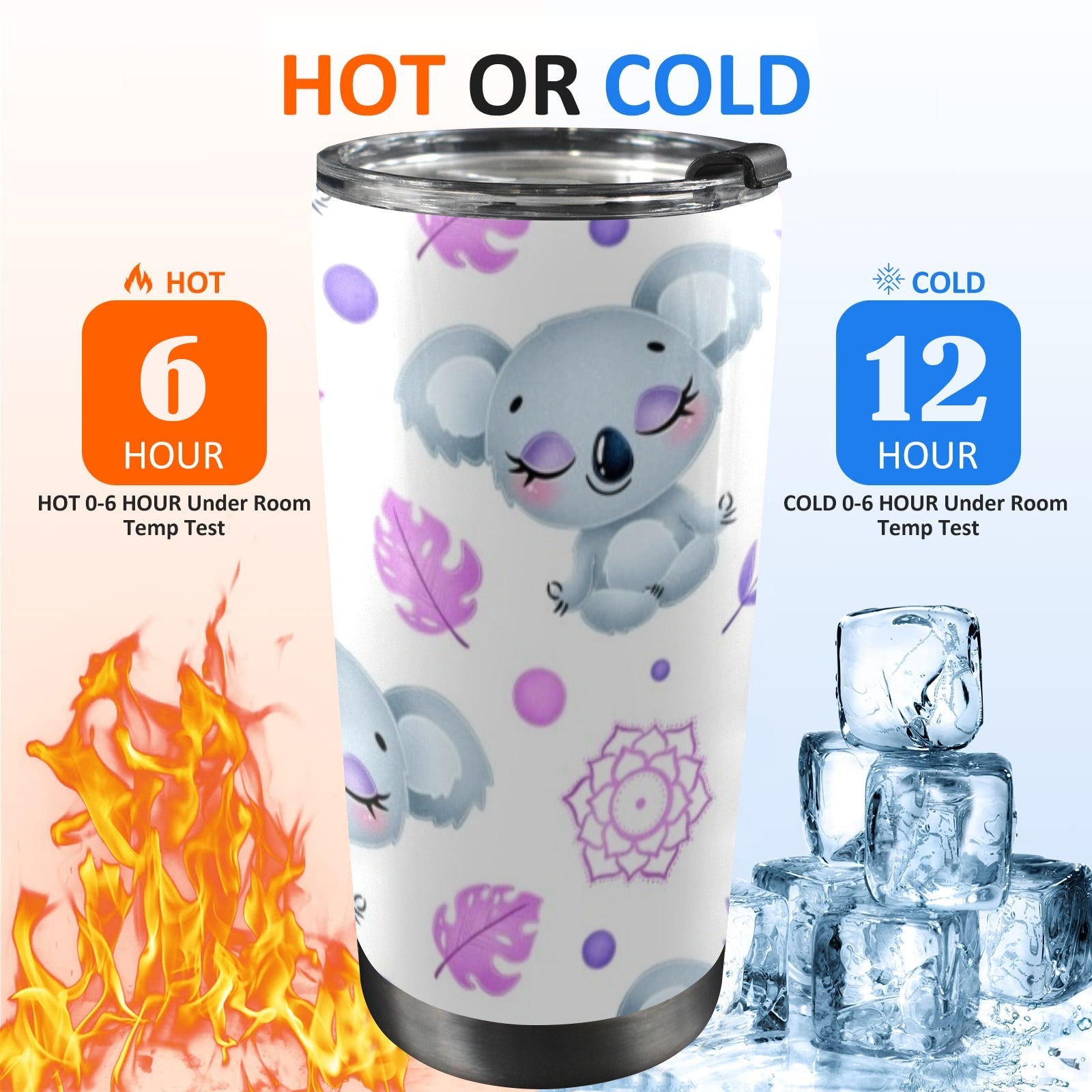 Zen Koala 20oz Mobile Tumbler with Lid (Black Lock) 20oz Travel Mug animal Australia Printed Offshore