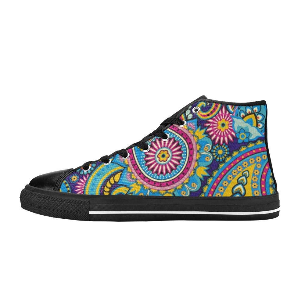 Bright Paisley - Men's High Top Canvas Shoes