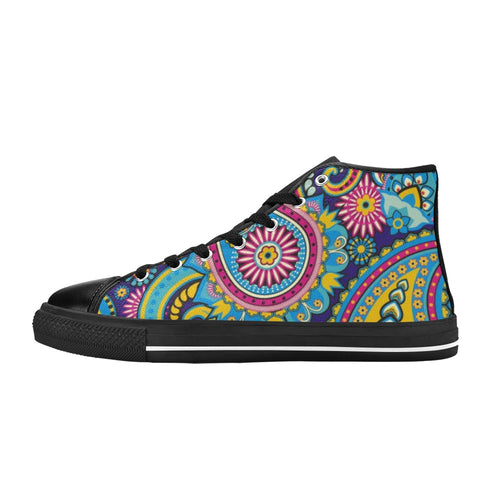 Bright Paisley - Men's High Top Canvas Shoes