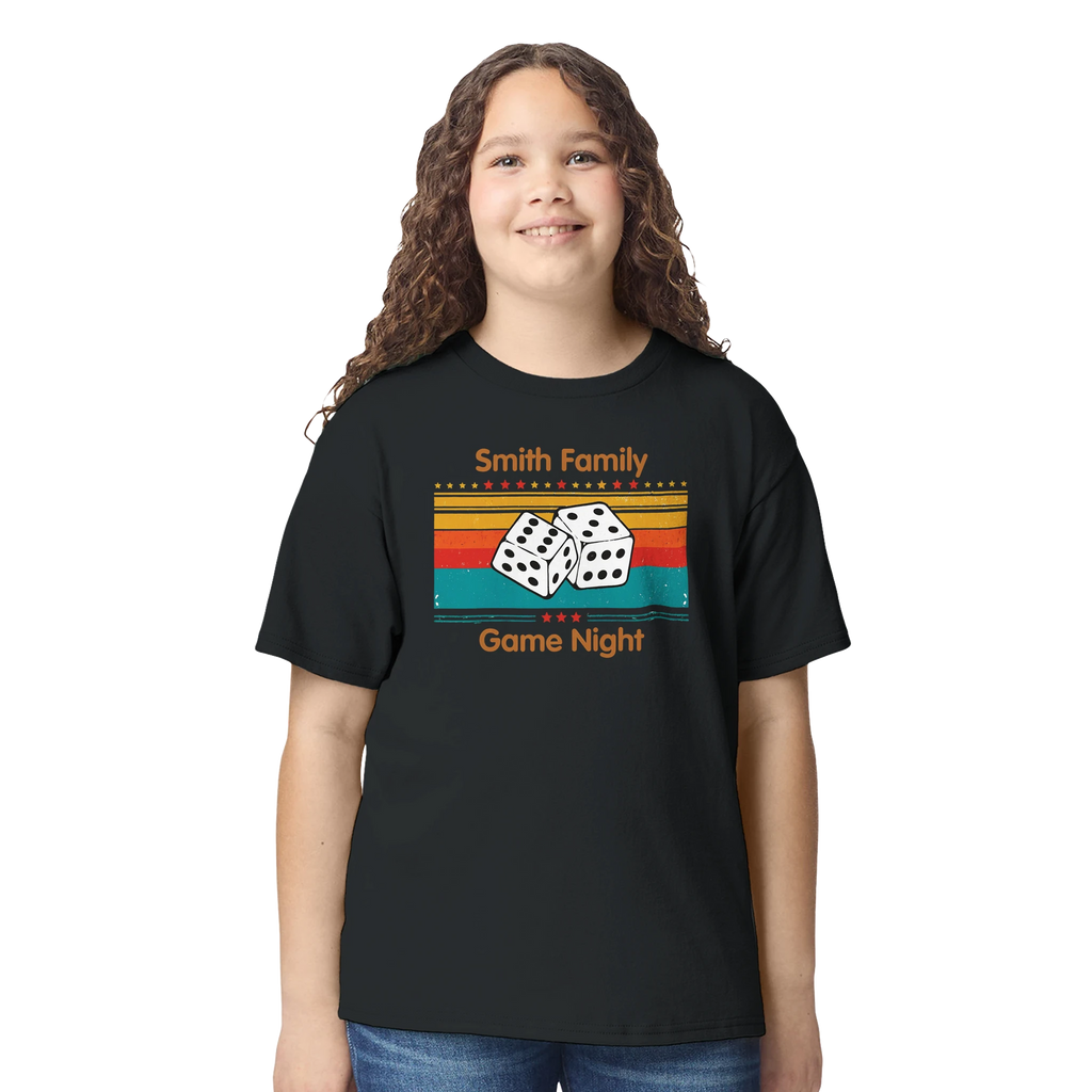 Personalised - Dice, Family Games Night - Classic Kids Crewneck T-shirt | Gildan® 5000B Personalised Kids T-shirt customise Games Globally Fulfilled personalise