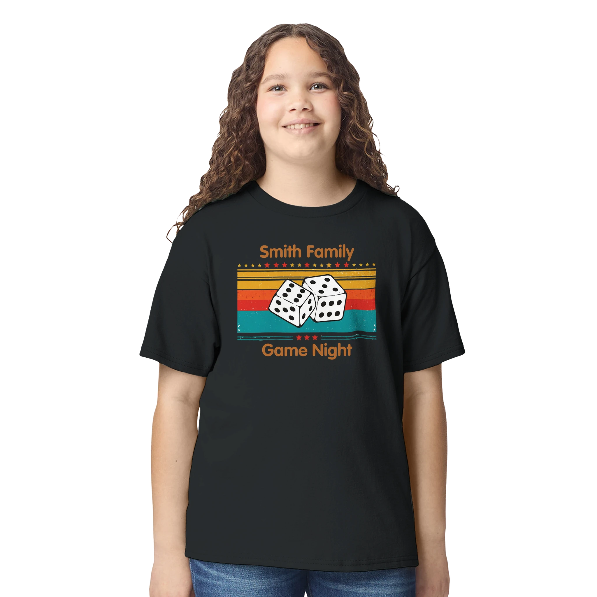Personalised - Dice, Family Games Night - Classic Kids Crewneck T-shirt | Gildan® 5000B Personalised Kids T-shirt customise Games Globally Fulfilled personalise