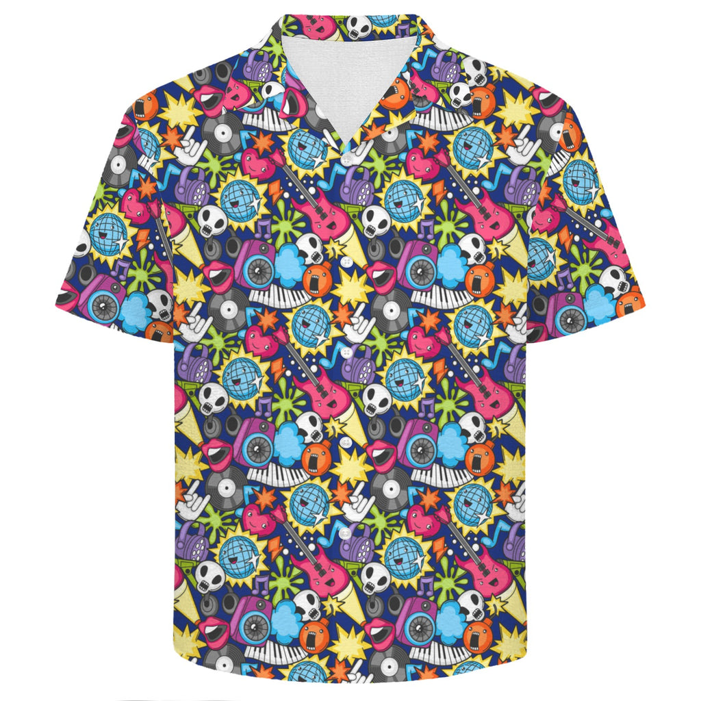 Sticker Music Men's Crinkle Hawaiian Shirt