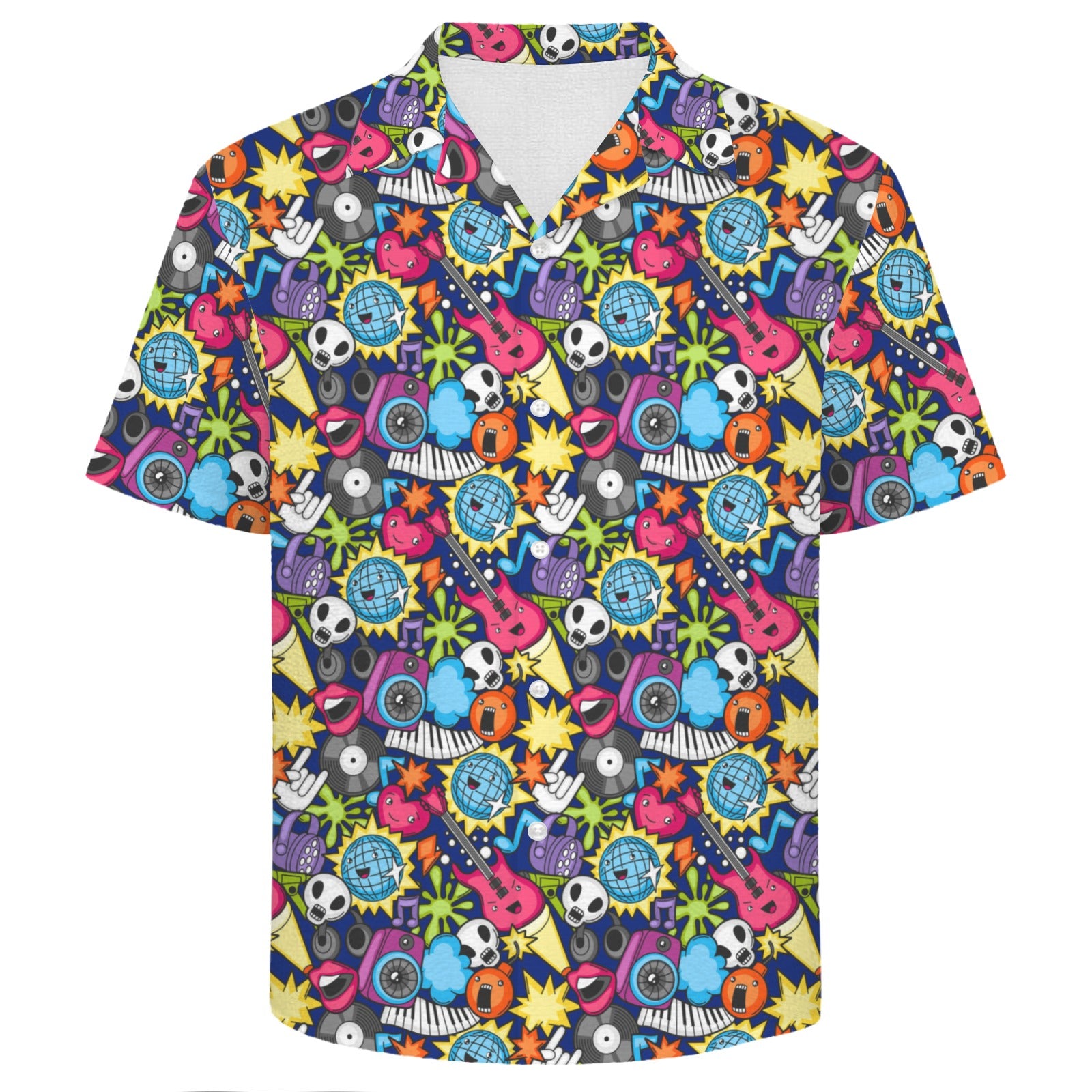 Sticker Music Men's Crinkle Hawaiian Shirt