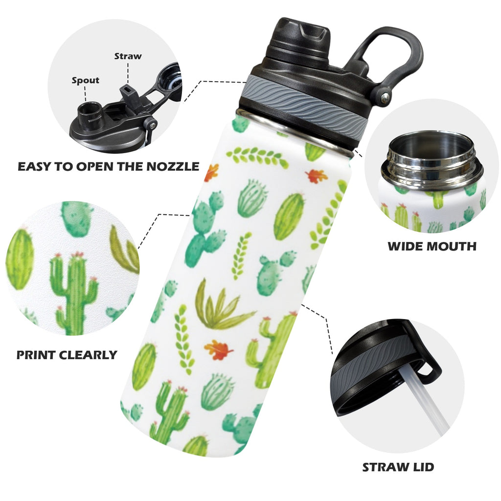 Cactus Plants - Insulated Water Bottle with Dual-Use Lid (18oz) Insulated Water Bottle with Dual-Use Lid (18oz) Plants Printed Offshore