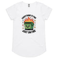 Skip Bin, Dumpster Fire Women's AS Colour Scoop Neck T-Shirt White Womens Scoop Neck T-shirt Printed In Australia