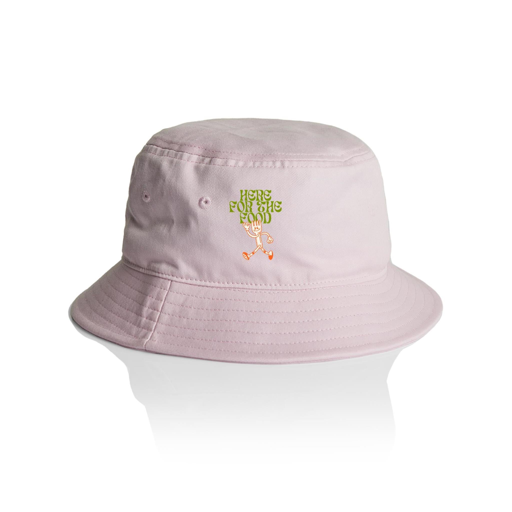 Here For The Food - AS Colour Bucket Hat Orchid One Size As Colour Bucket Hat Food Printed In Australia