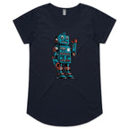 Robot - Womens Scoop Neck T-Shirt Navy Womens Scoop Neck T-shirt Printed In Australia Sci Fi