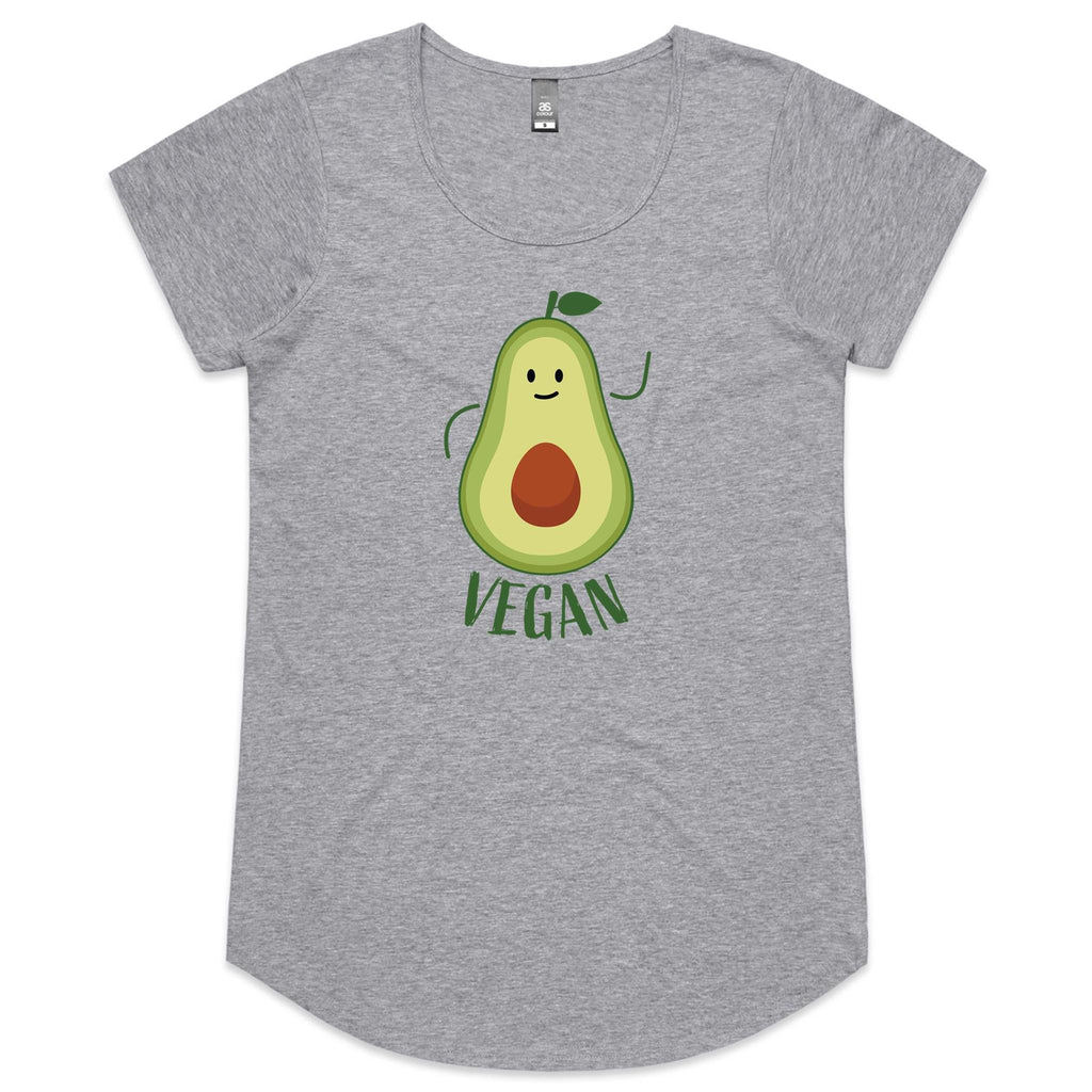 Vegan - Womens Scoop Neck T-Shirt Grey Marle Womens Scoop Neck T-shirt Food Printed In Australia