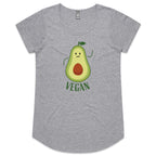 Vegan - Womens Scoop Neck T-Shirt Grey Marle Womens Scoop Neck T-shirt Food Printed In Australia