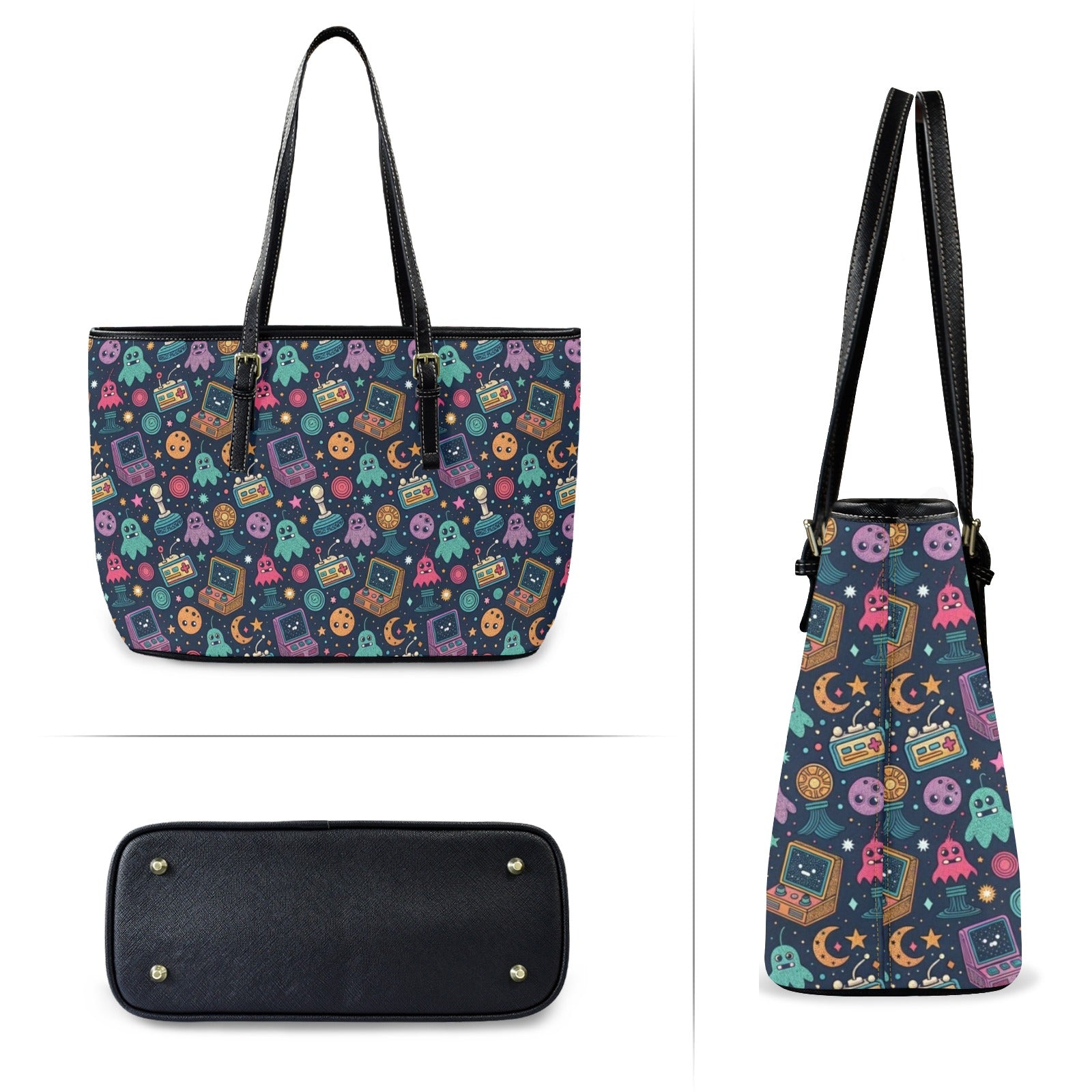 Space Arcade - PU Leather Tote Bag - Large