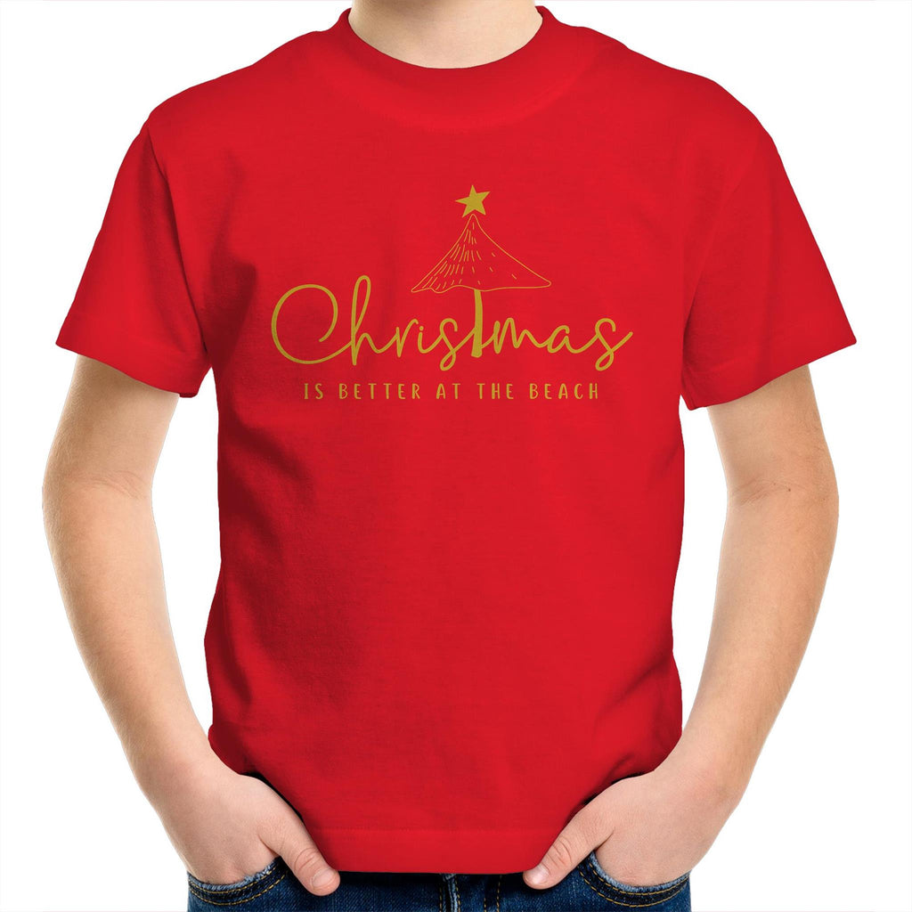 Christmas Is Better At The Beach - Kids Youth T-shirt Red Kids Christmas T-shirt Christmas Printed In Australia