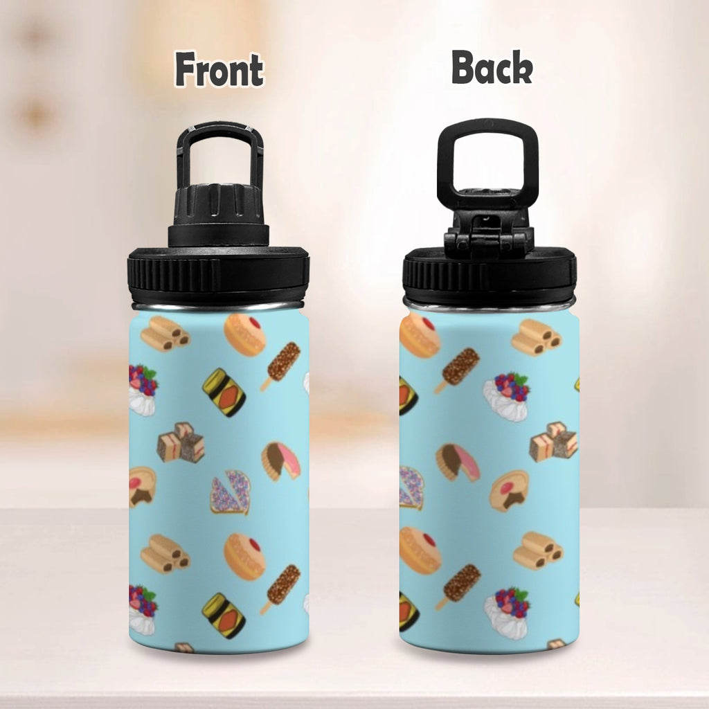 Classic Aussie Food Icons Kids Water Bottle with Chug Lid (12 oz) Kids Water Bottle with Chug Lid Australia Food Printed Offshore