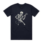 Skeleton Playing Guitar Men's AS Colour T-shirt Navy Mens T-shirt Music Printed In Australia