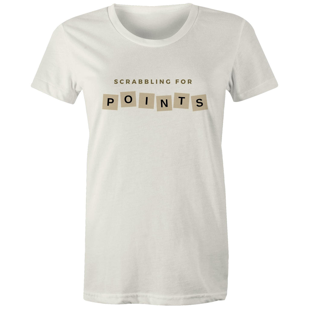 Scrabbling For Points - Womens T-shirt Natural Womens T-shirt Games Printed In Australia