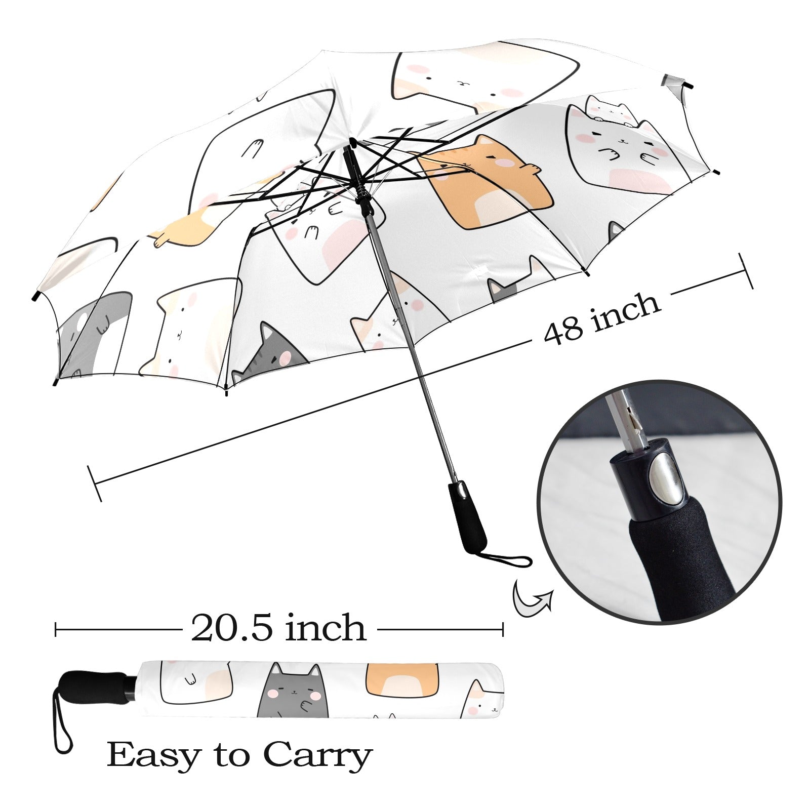 Cats - Semi-Automatic Foldable Umbrella (Model U12) Semi-Automatic Foldable Umbrella (U12)