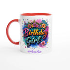 Personalise - Birthday Girl - 11oz Ceramic Mug Ceramic Red Personalised 11oz Mug Birthday customise Globally Fulfilled Name personalise