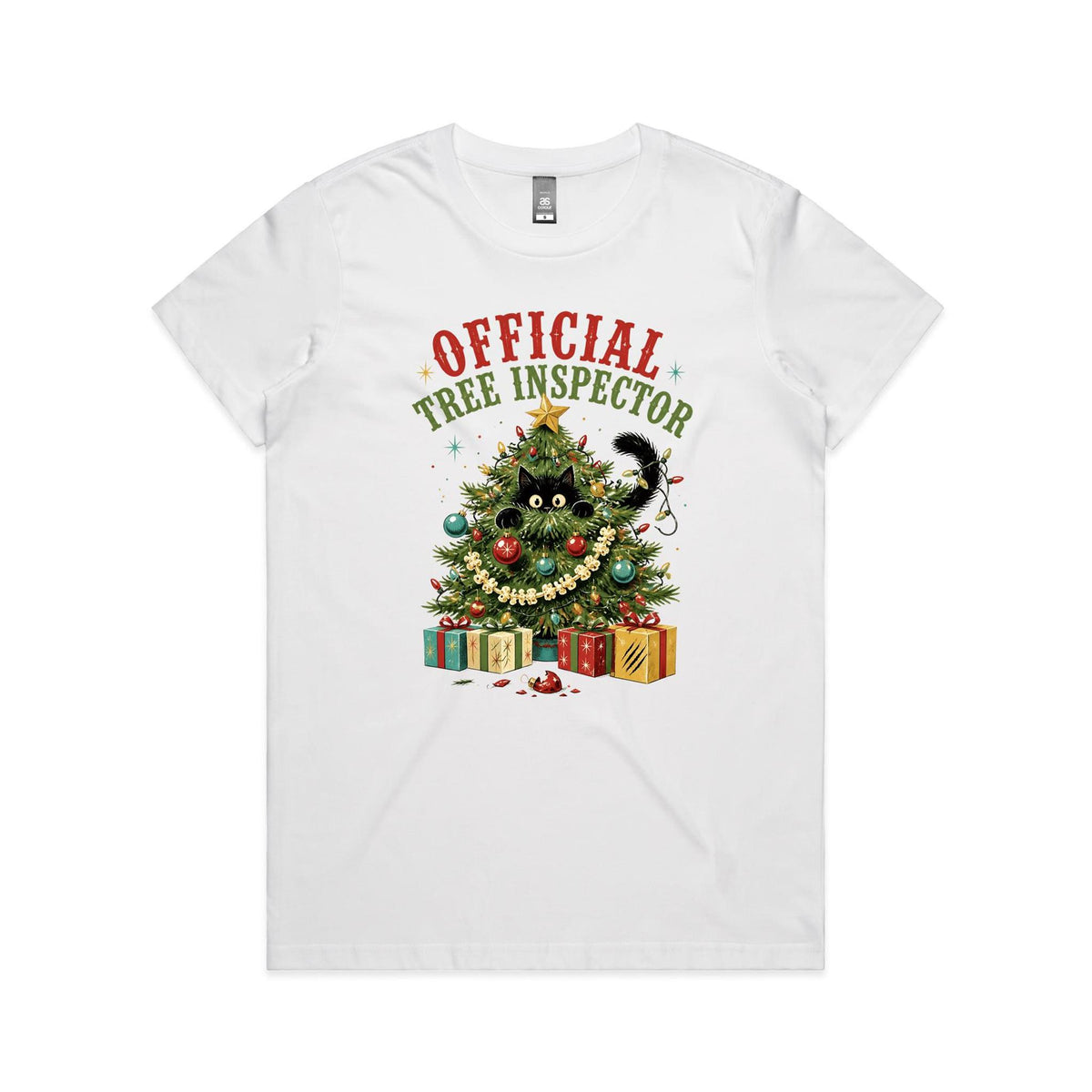 Official Tree Inspector Cat Women's Christmas T-shirt