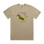 Dachshund, I've Got Friends In Low Places AS Colour Heavy Faded Tee Unisex Faded khaki Heavy Faded T-shirt animal Printed In Australia