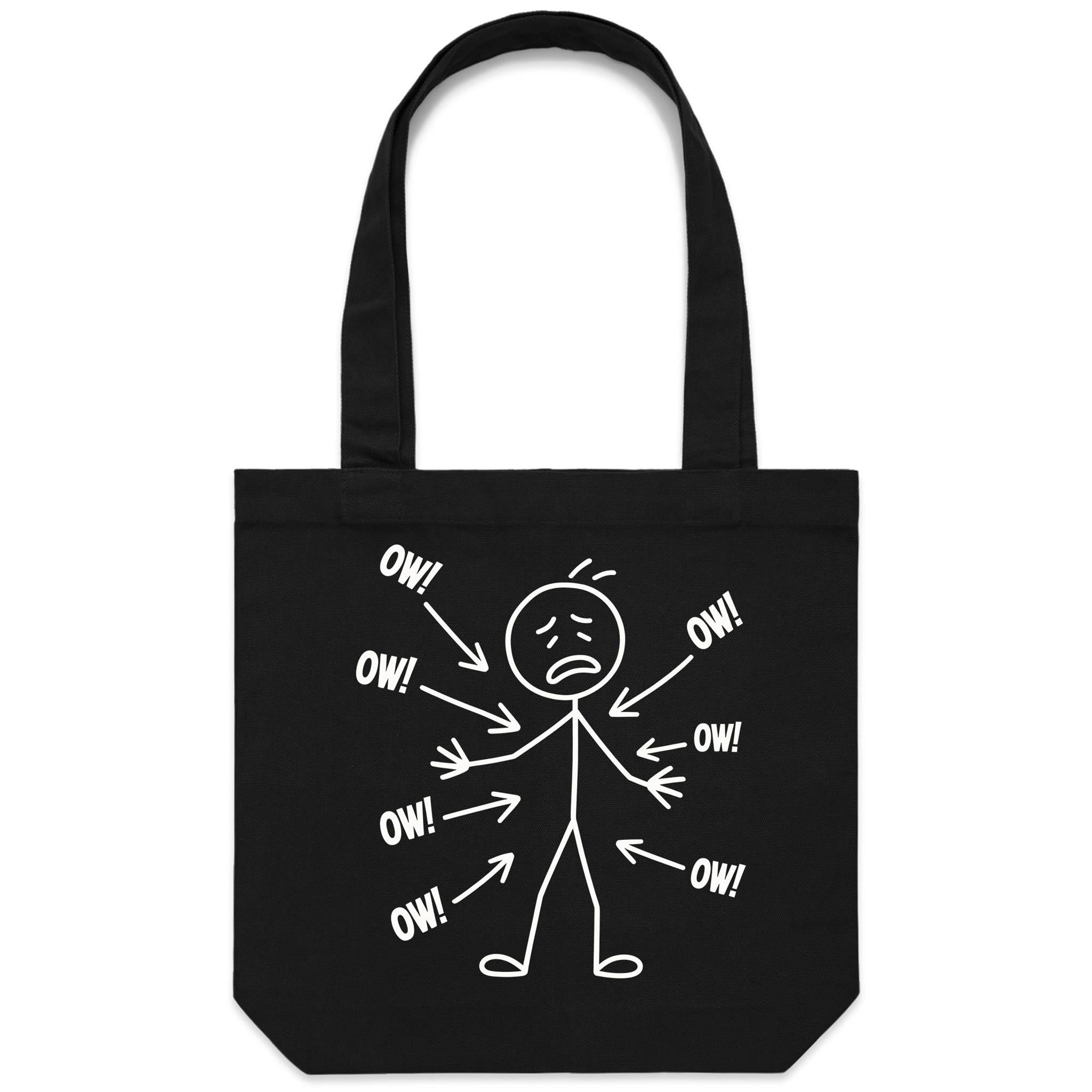 Ow! Everything Hurts Stick Figure Canvas Tote Bag Default Title Tote Bag Printed In Australia