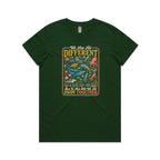 We Are All Different, But We All Swim Together Women's AS Colour T-shirt Forest Green Womens T-shirt animal Ocean Positivity Printed In Australia