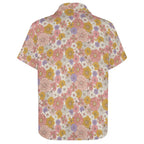 Faded Floral Women's Collared Pocketless Short Sleeve Shirt