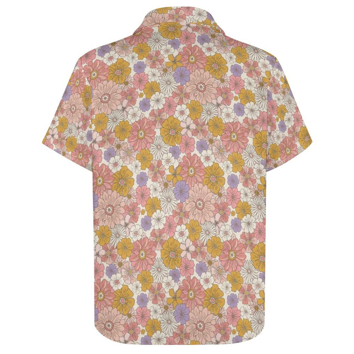 Faded Floral Women's Collared Pocketless Short Sleeve Shirt
