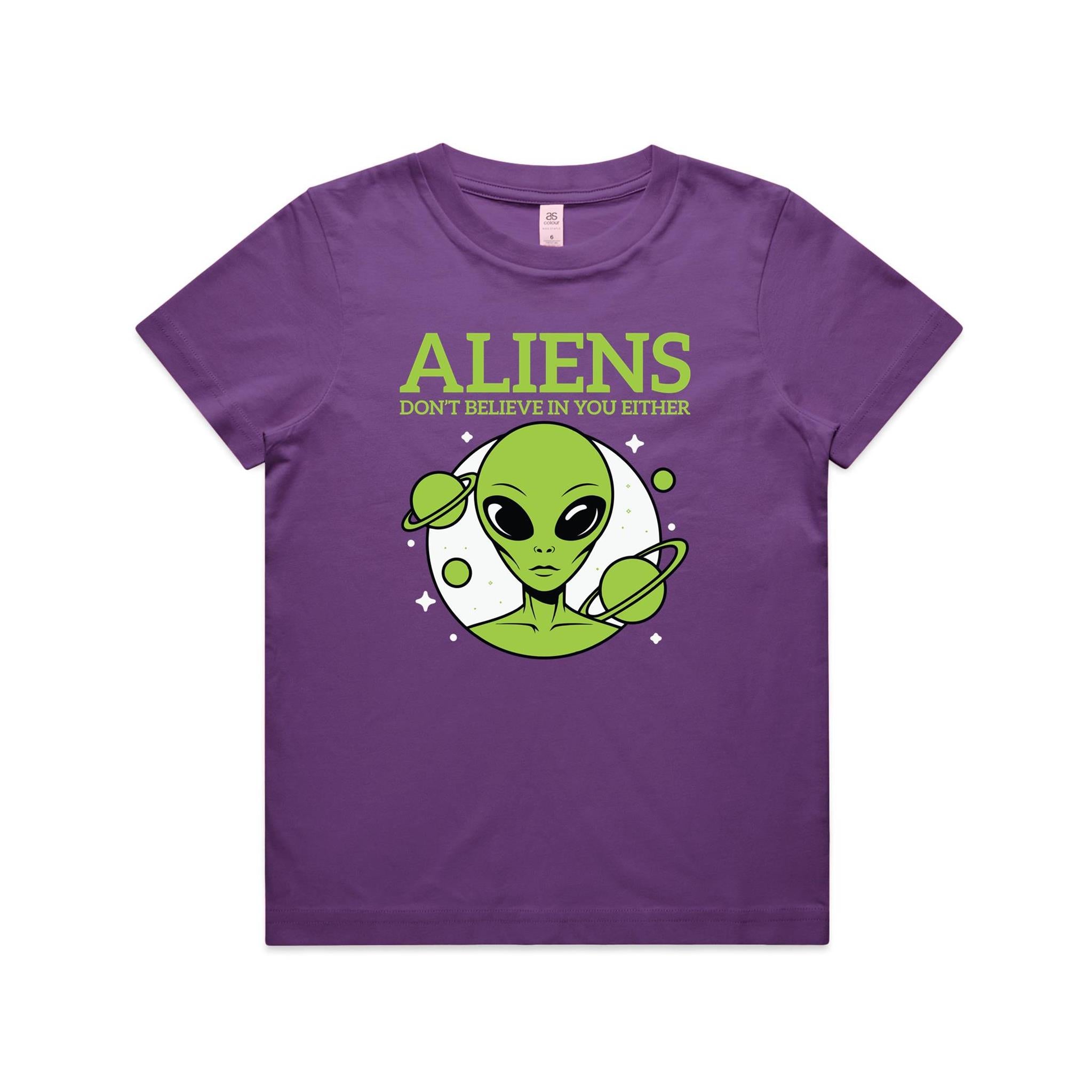 Aliens Don't Believe In You Either Kids AS Colour T-shirt