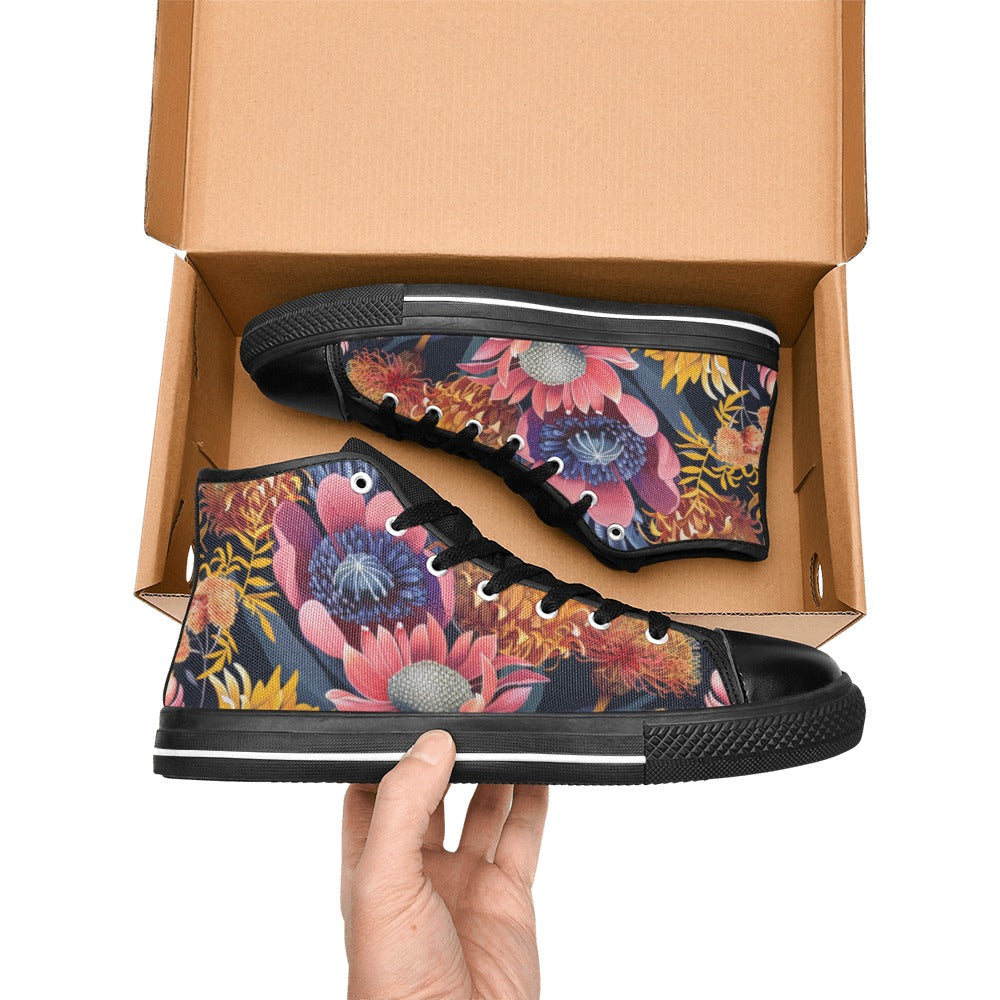 Aussie Floral Women's High Top Canvas Shoes Womens Classic High Top Shoes Plants Printed Offshore