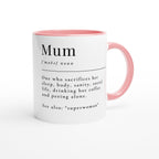 Mum Definition - White 11oz Ceramic Mug with Colour Inside Colour 11oz Mug Globally Fulfilled Mum
