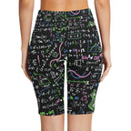 Equations In Green And Pink Women's Bike Shorts With Side Pockets Women's Bike Shorts Maths Printed Offshore