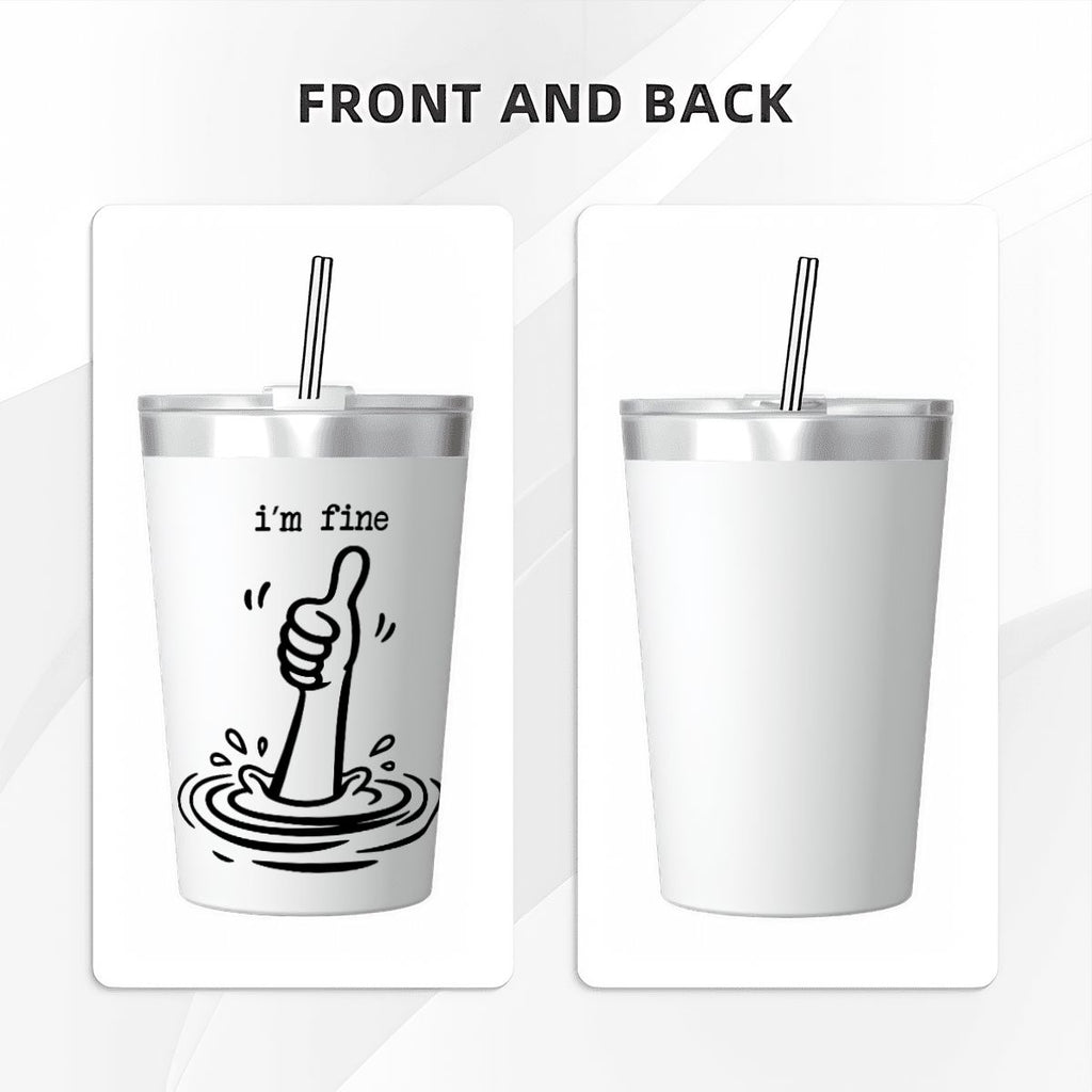 I'm Fine Drowning Thumbs Up Small Stainless Steel Travel Mug Cup 12oz/350ml