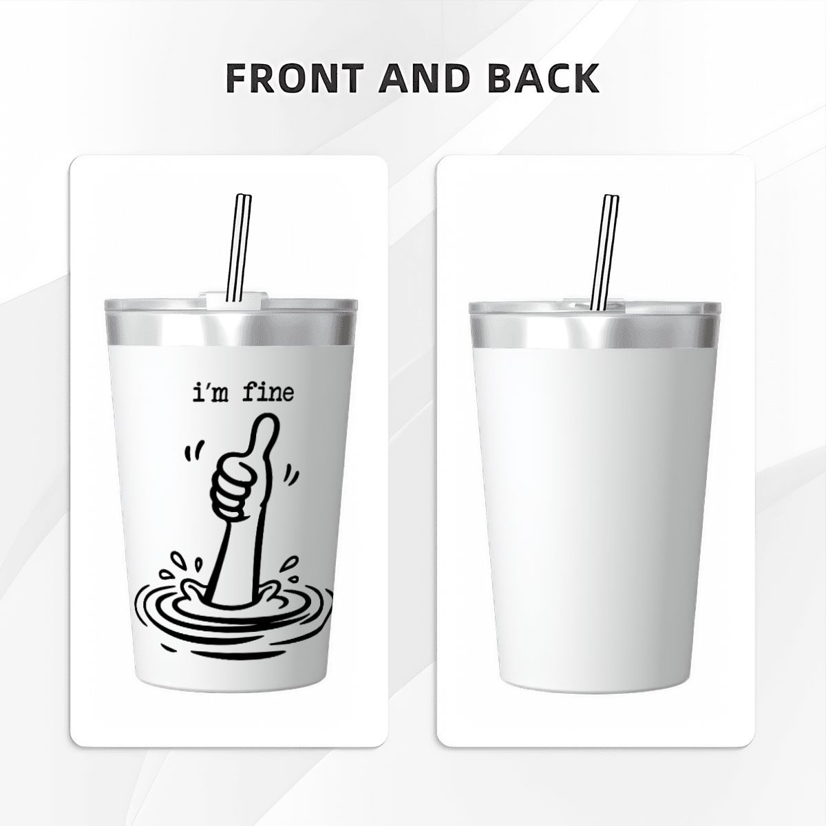 I'm Fine Drowning Thumbs Up Small Stainless Steel Travel Mug Cup 12oz/350ml