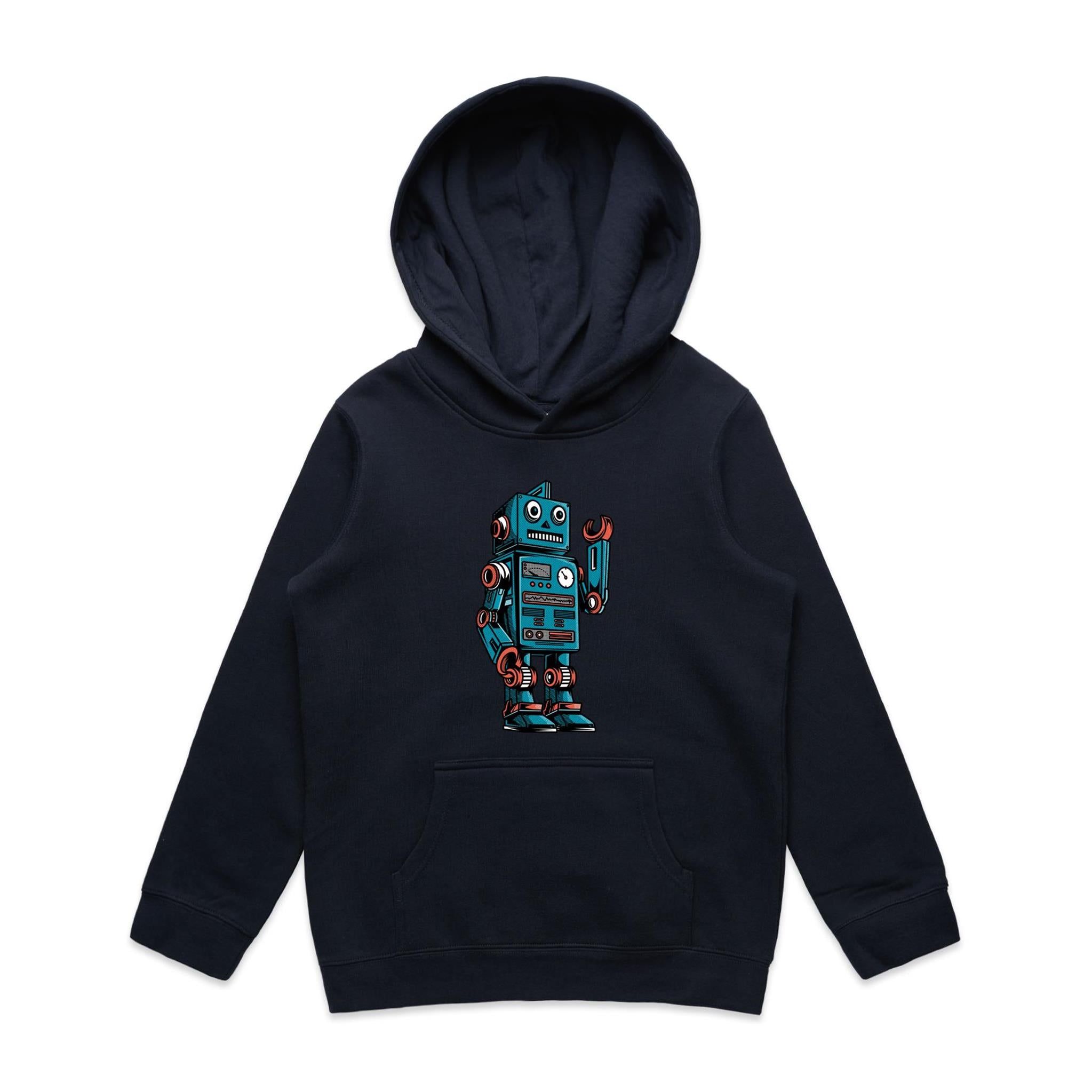 Robot - Kids Hoodie Navy Kids Hoodie Printed In Australia