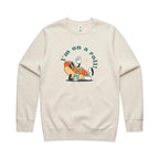 Hot Dog, I'm On A Roll - AS Colour Stencil Crew Ecru Sweatshirt Food Printed In Australia
