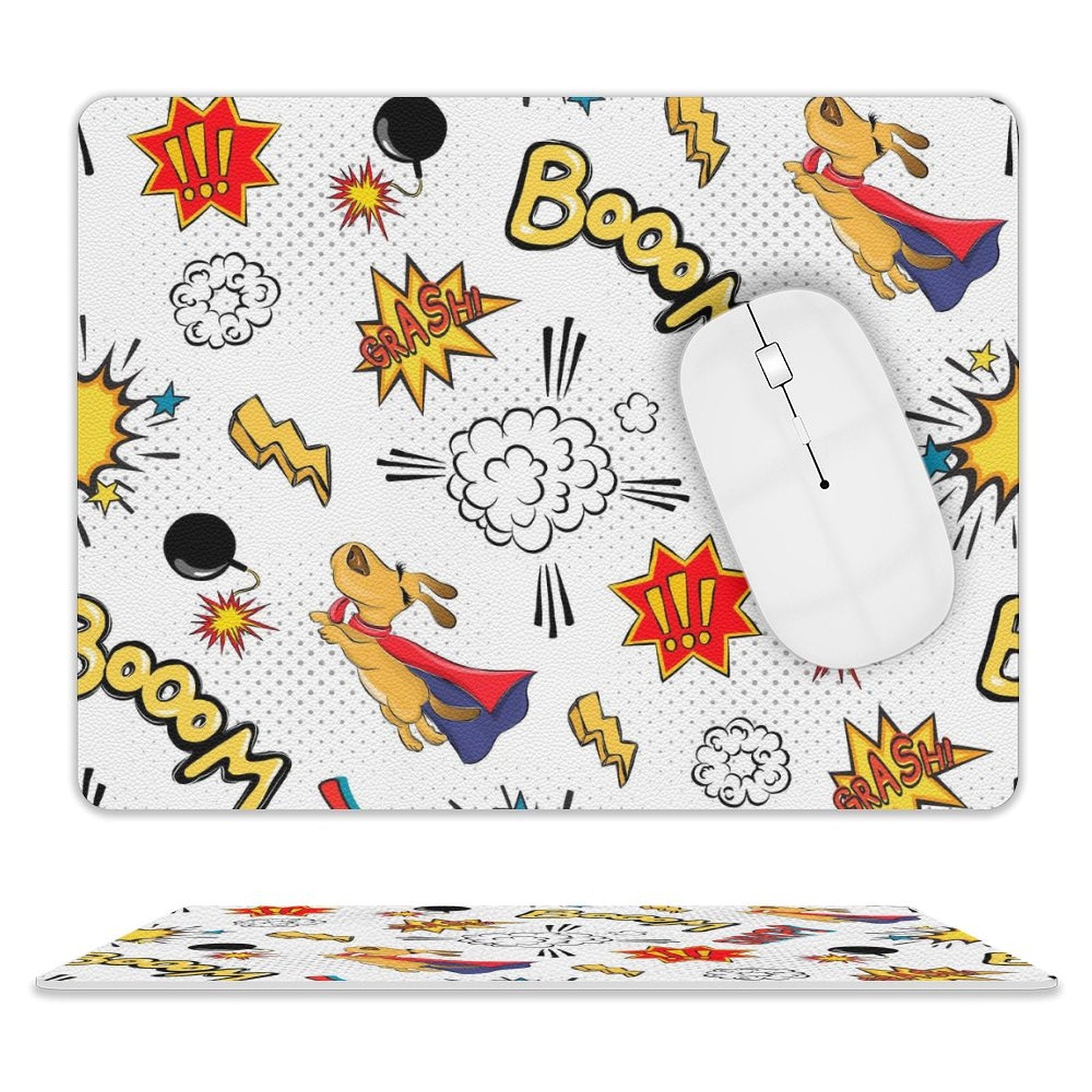 Super Dog - Leather Mouse Pad white One size Leather Mouse Pad animal comic Printed Offshore